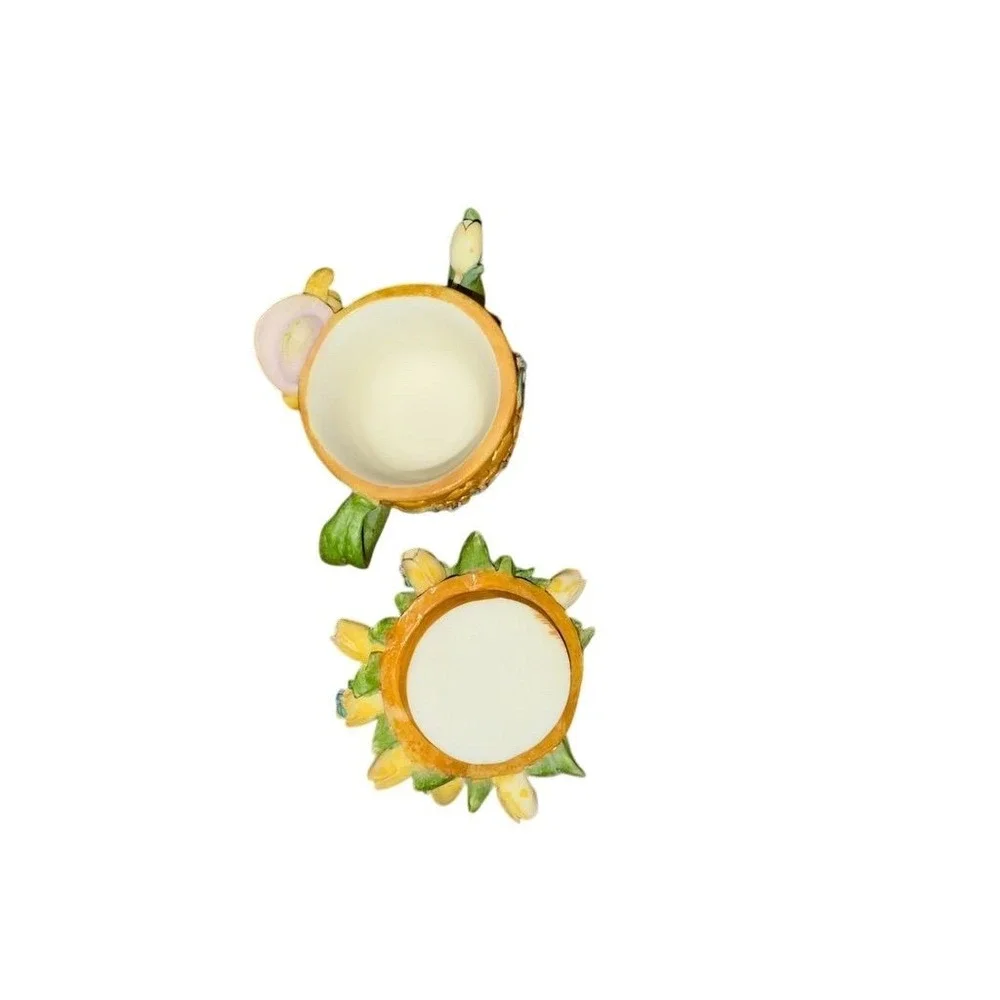 Vintage Precious Moments 1990's Mini Teapot Pastel Yellow Tulip Design true love